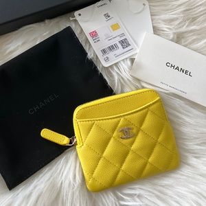 BNIB Chanel Jaune Yellow Caviar Coin Purse Card Holder